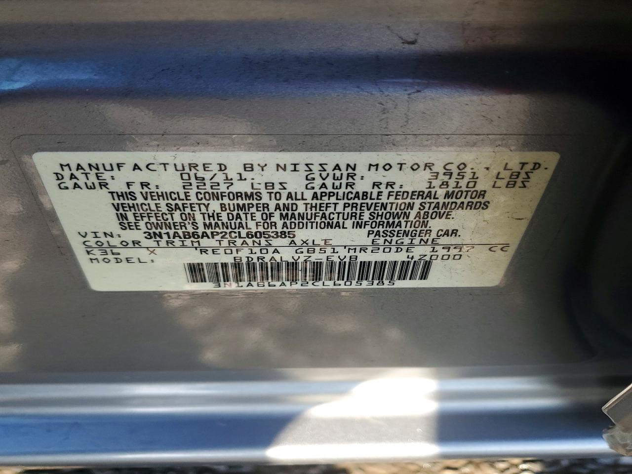 2012 NISSAN SENTRA 2.0 photo 12