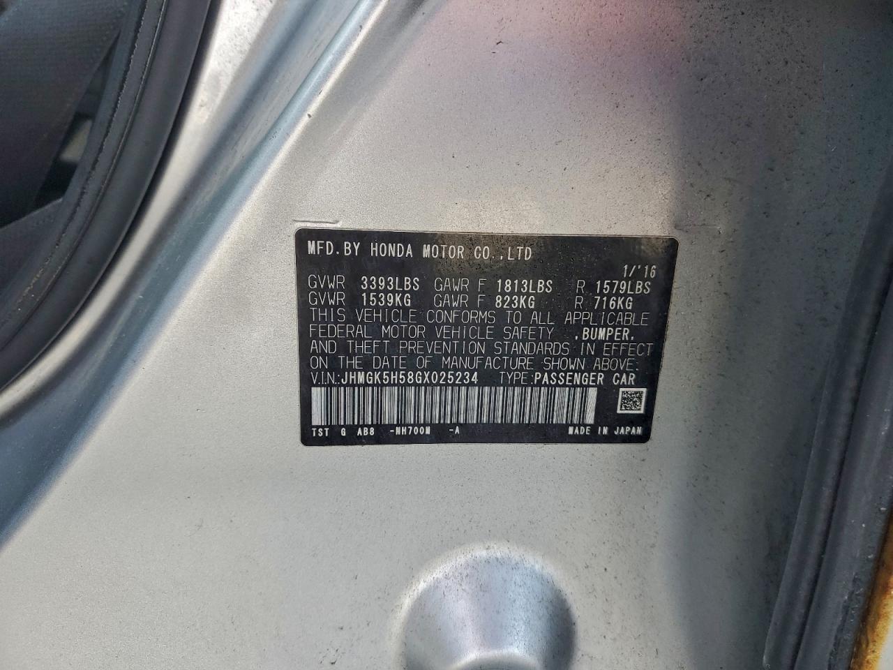 2016 HONDA FIT LX photo 12