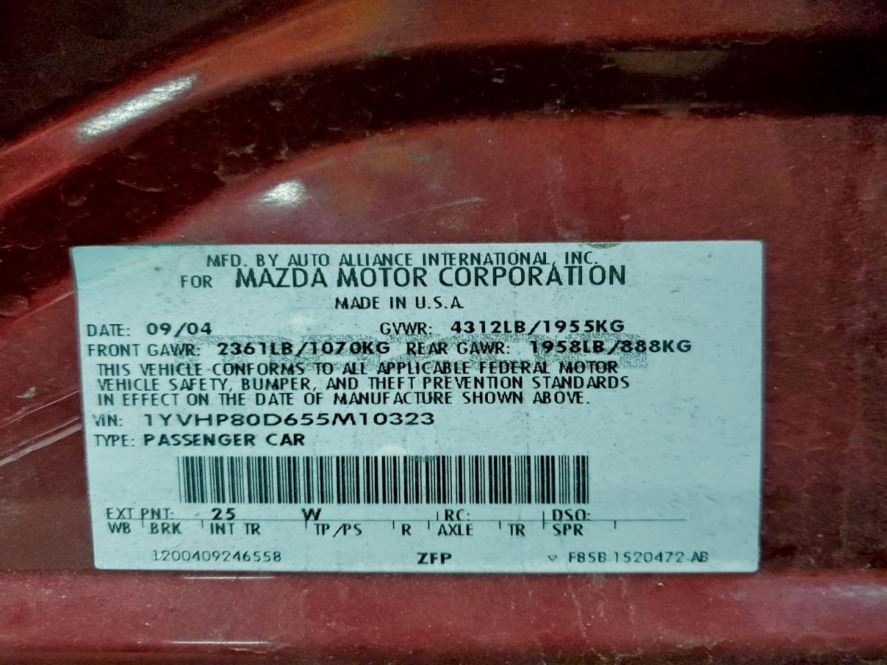 2005 MAZDA 6 S photo 13