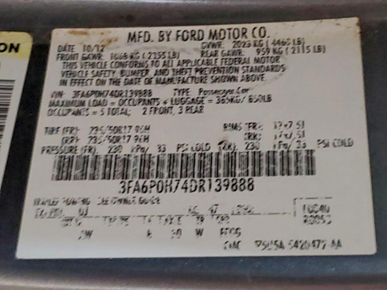 2013 FORD FUSION SE photo 23