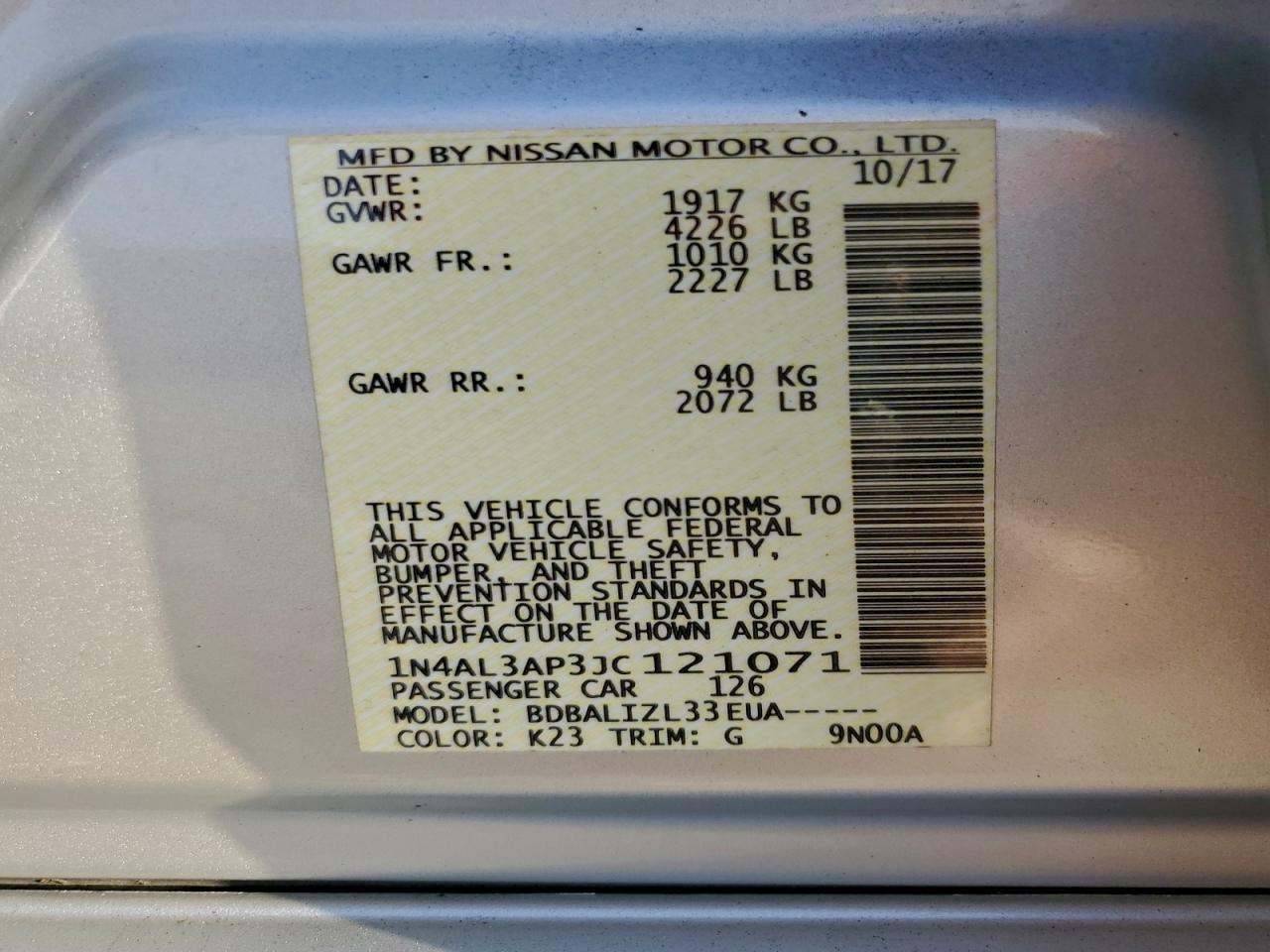 2018 NISSAN ALTIMA 2.5 photo 13