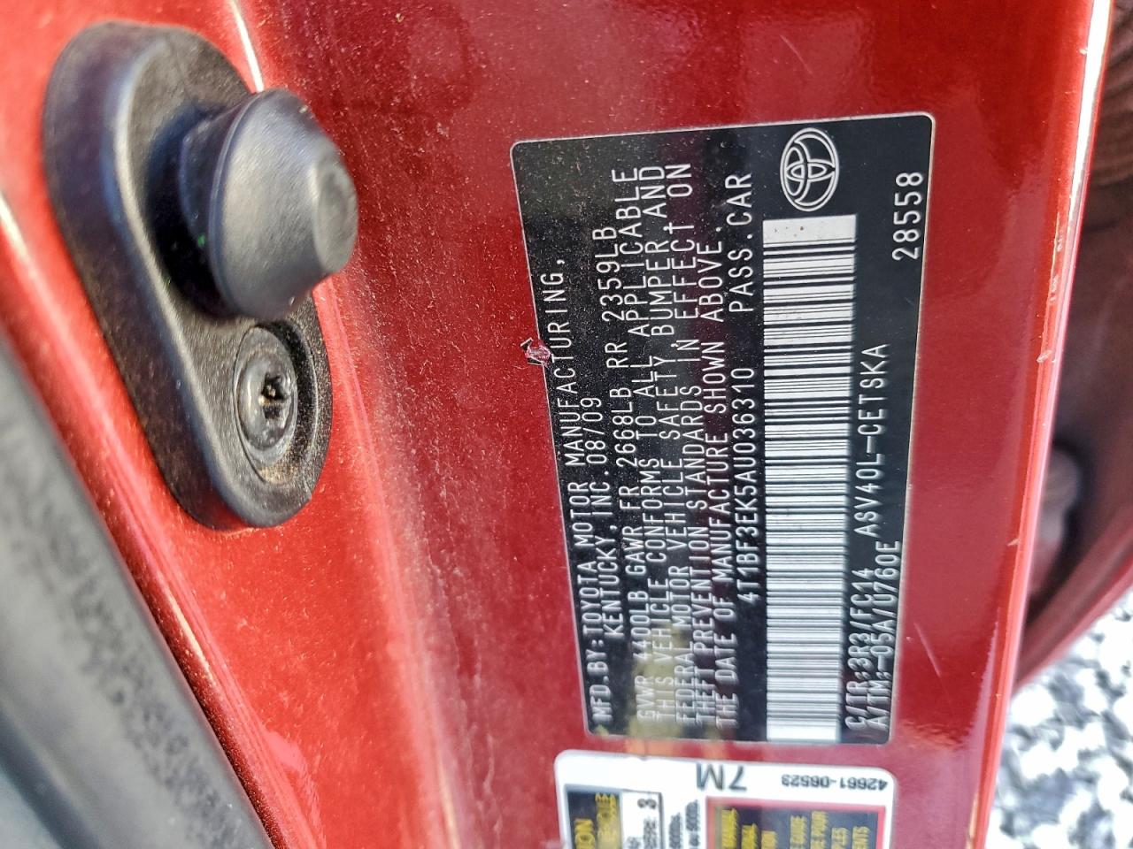 2010 TOYOTA CAMRY BASE photo 6
