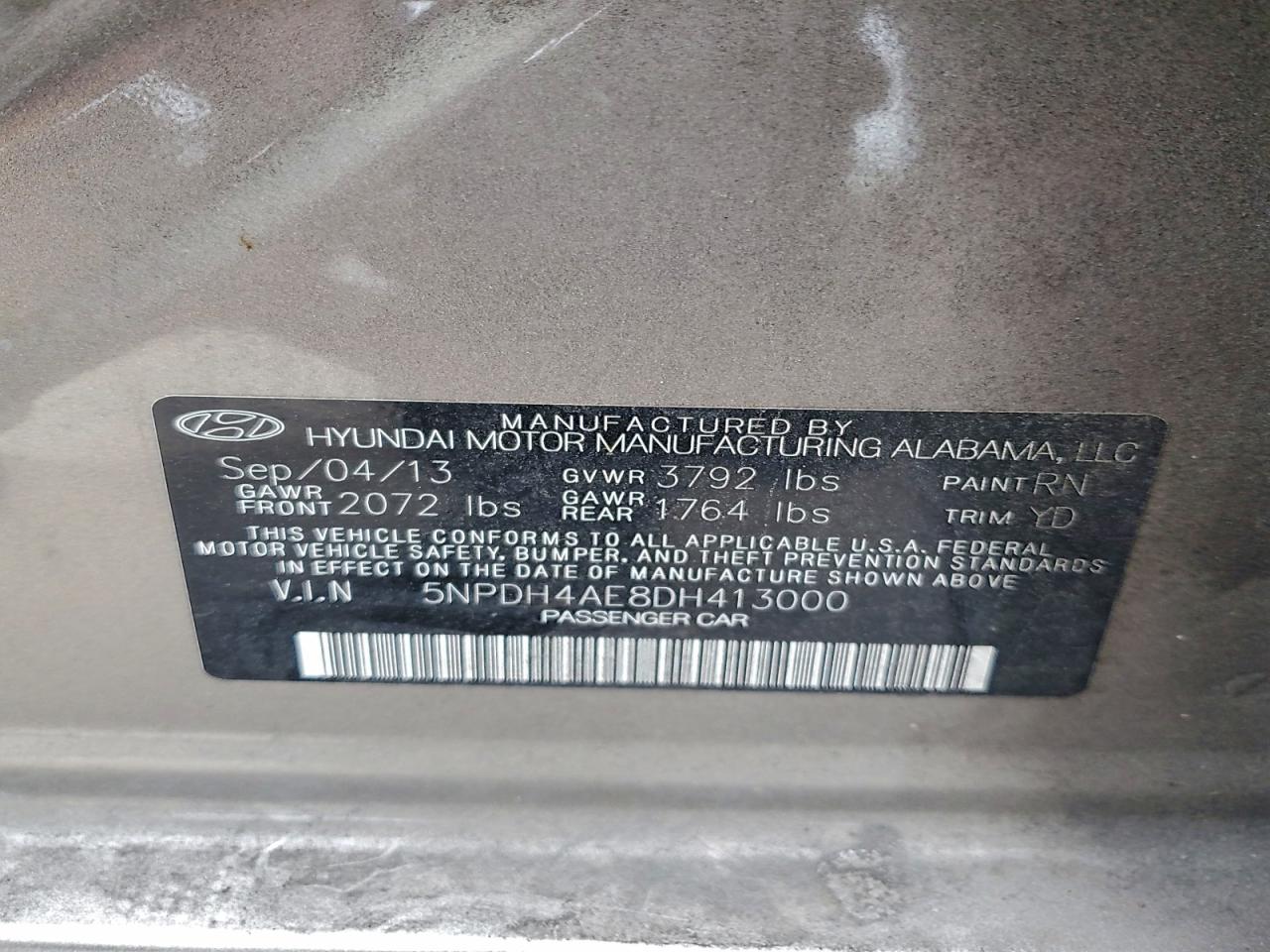 2013 HYUNDAI ELANTRA GLS photo 13
