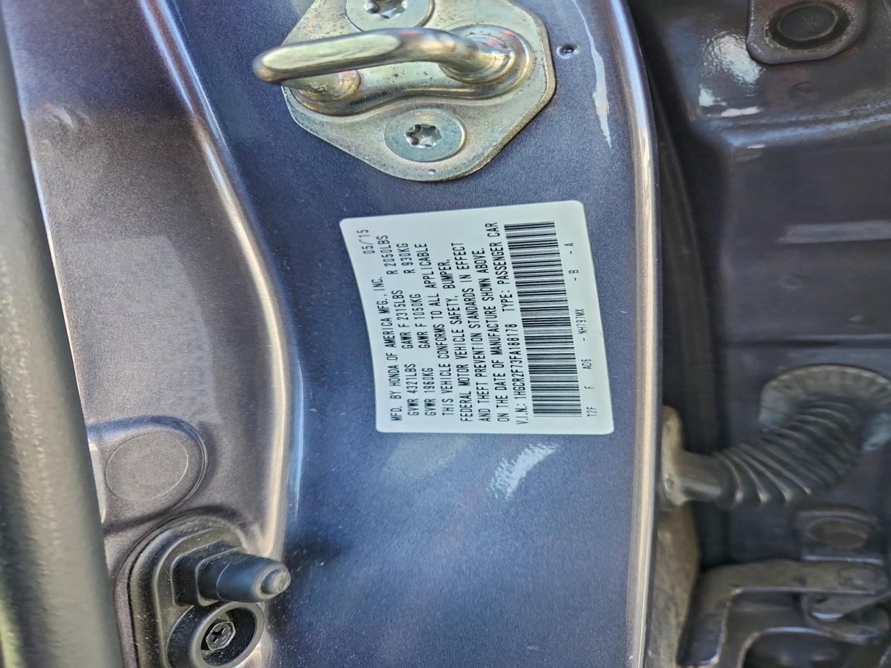 2015 HONDA ACCORD EX photo 12