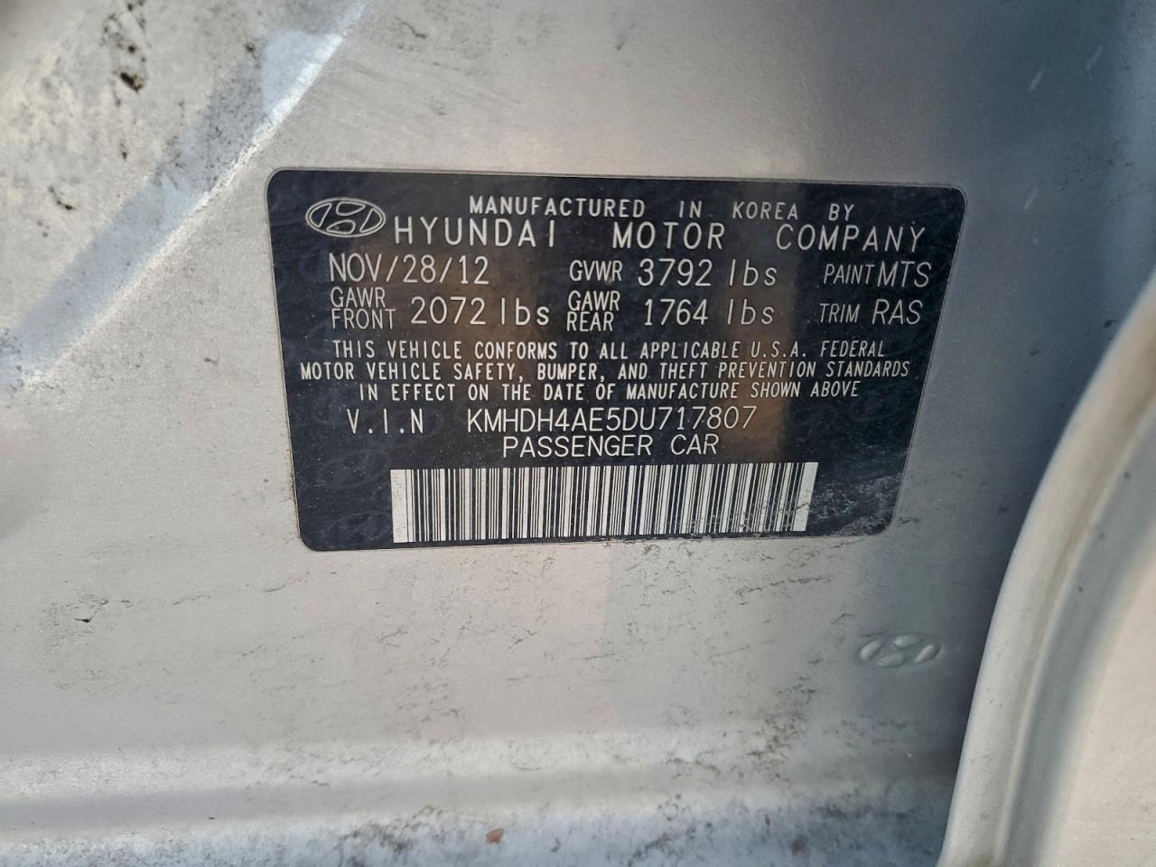 2013 HYUNDAI ELANTRA GLS photo 12