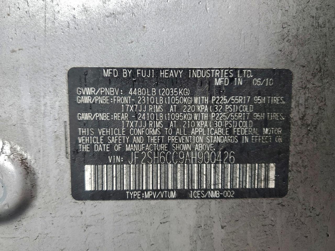 2010 SUBARU FORESTER 2.5X PREMIUM photo 12