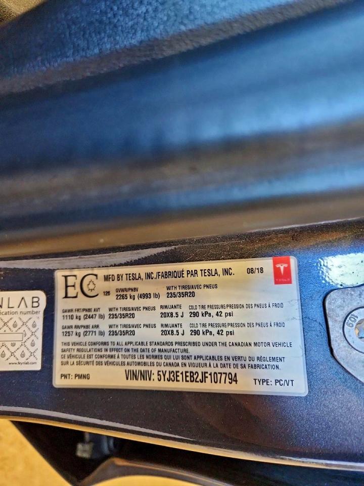 2018 TESLA MODEL 3 photo 13