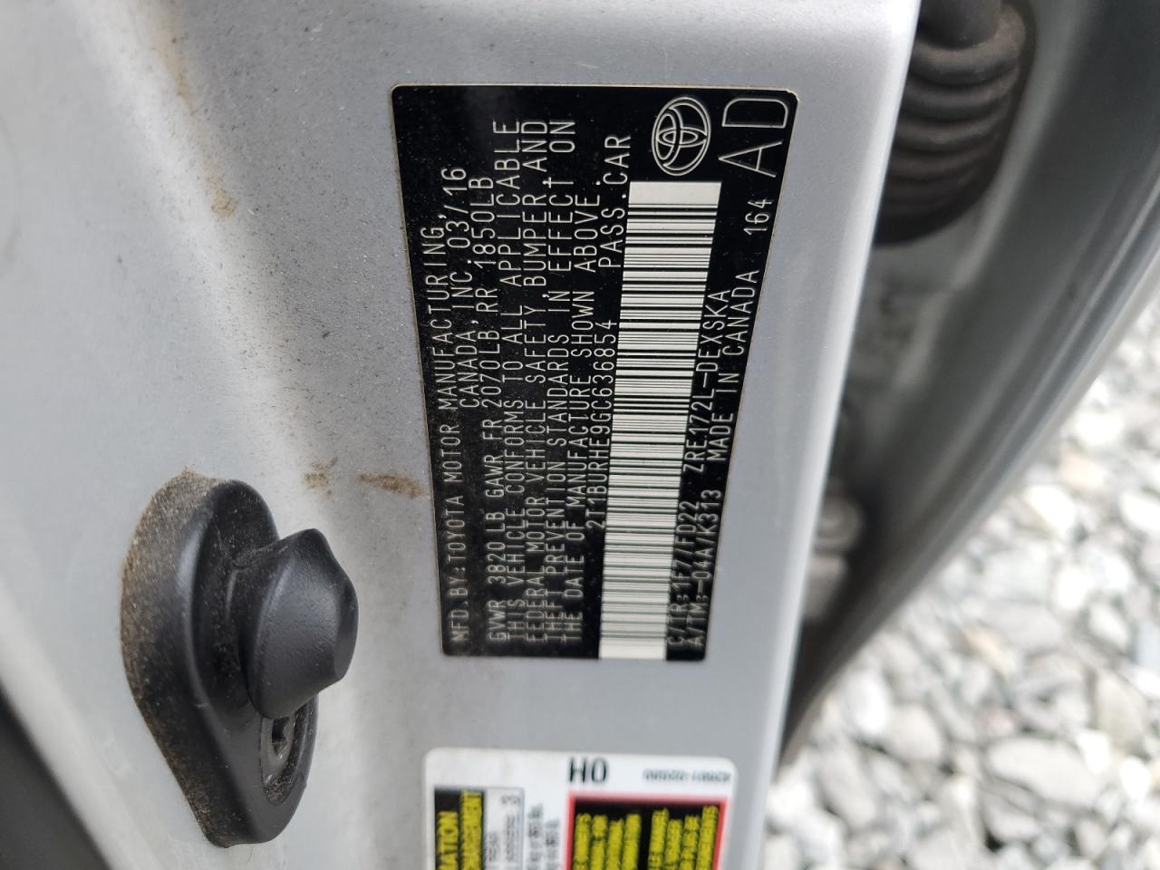 2016 TOYOTA COROLLA L photo 13