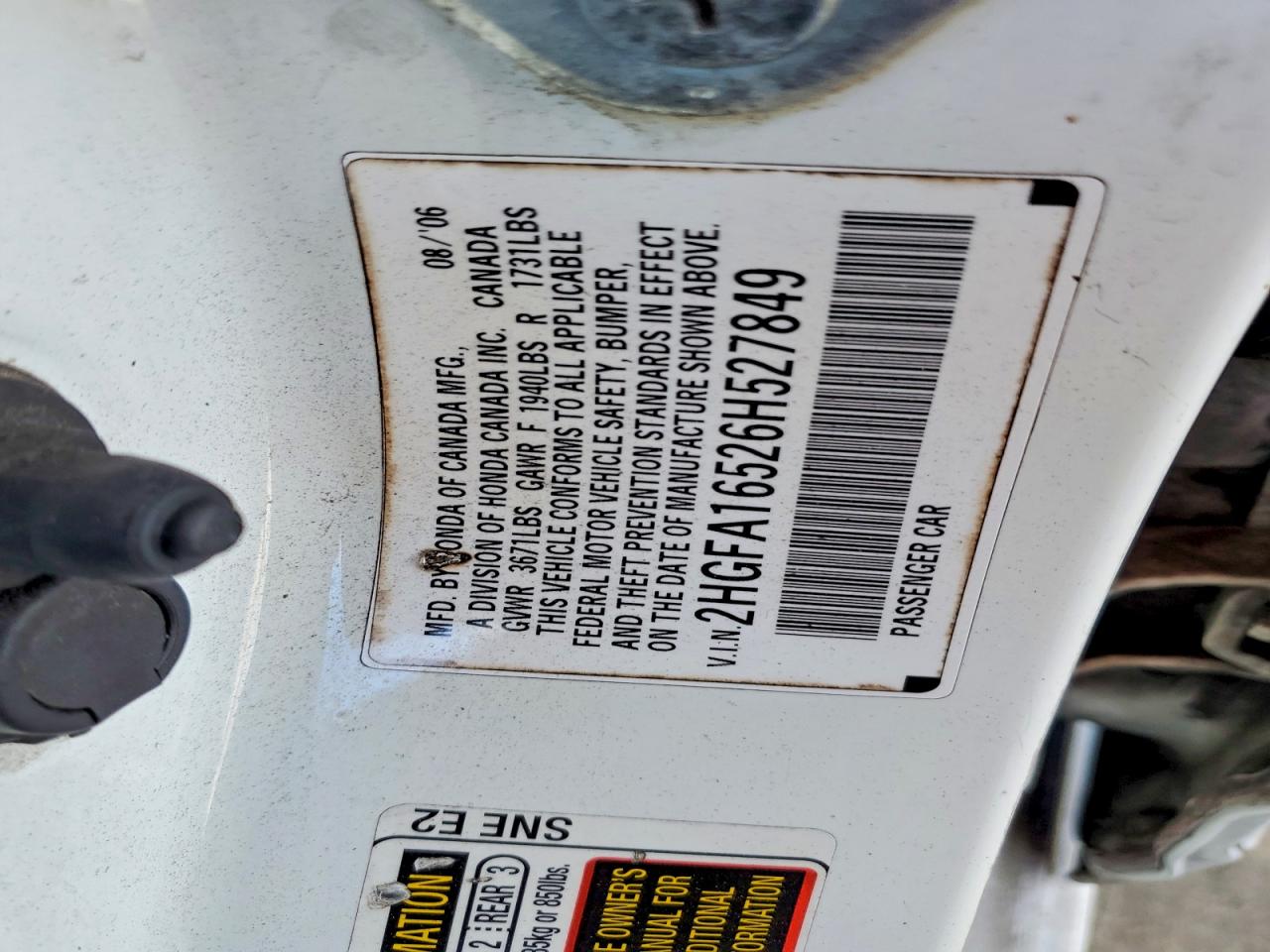 2006 HONDA CIVIC LX photo 12
