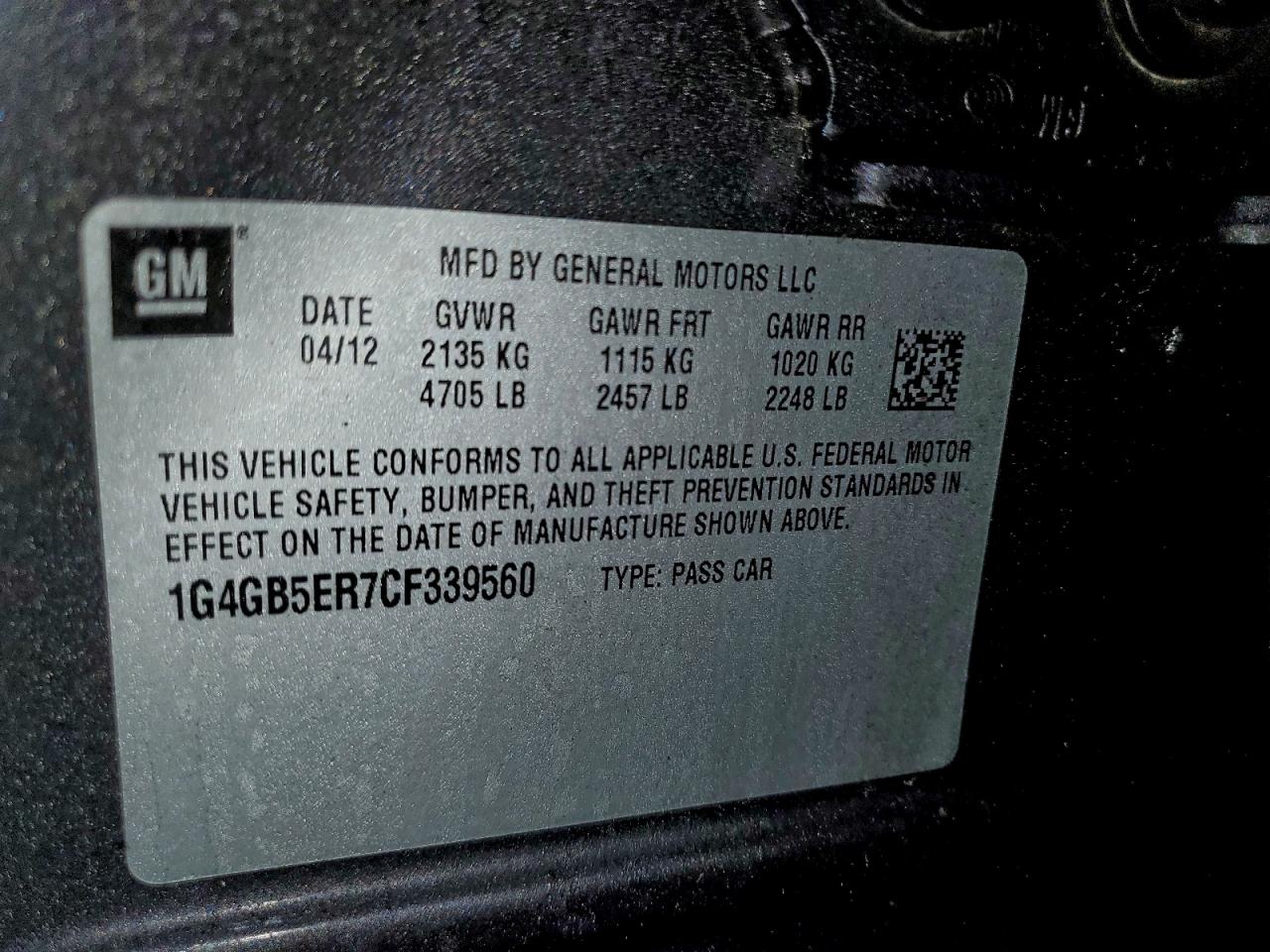 2012 BUICK LACROSSE CONVENIENCE photo 13