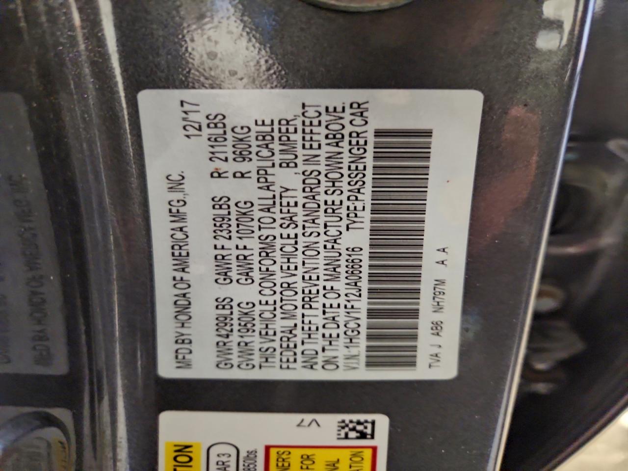 2018 HONDA ACCORD LX photo 23
