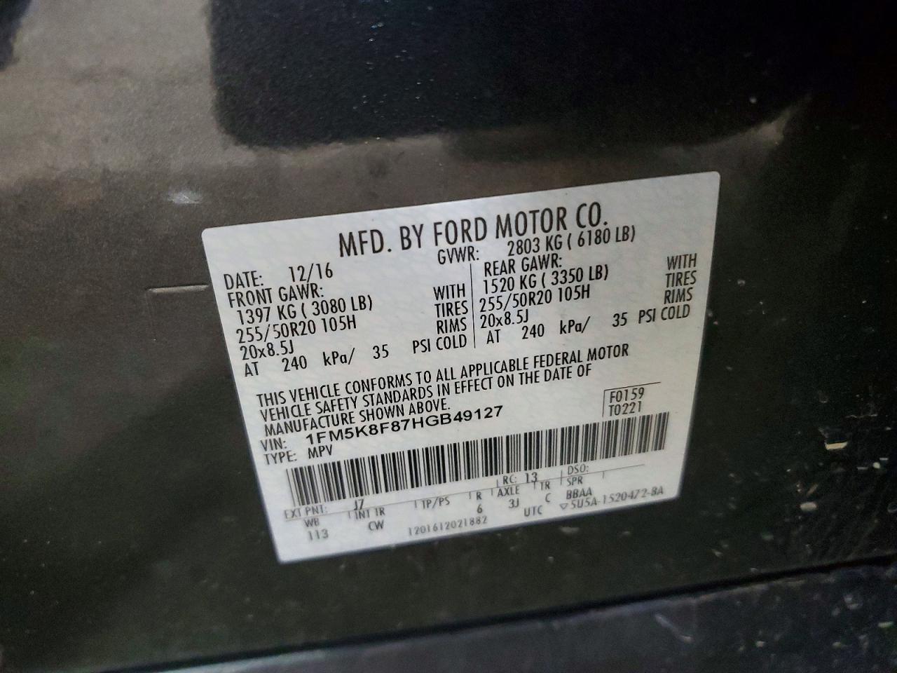 2017 FORD EXPLORER LIMITED photo 13