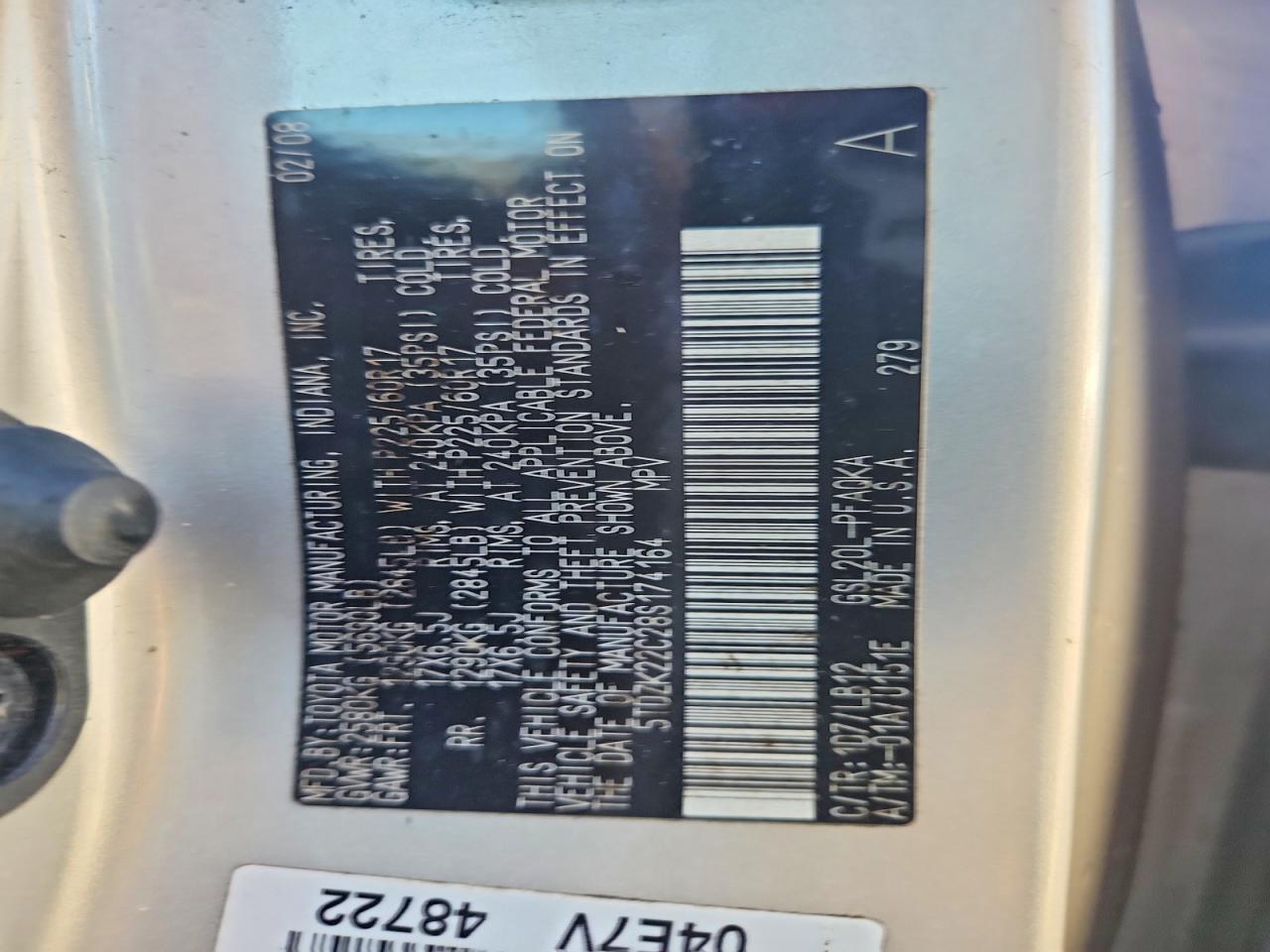 2008 TOYOTA SIENNA XLE photo 25
