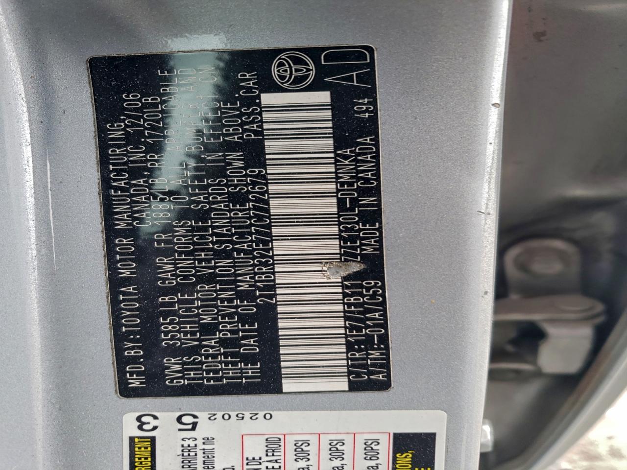 2007 TOYOTA COROLLA CE photo 12