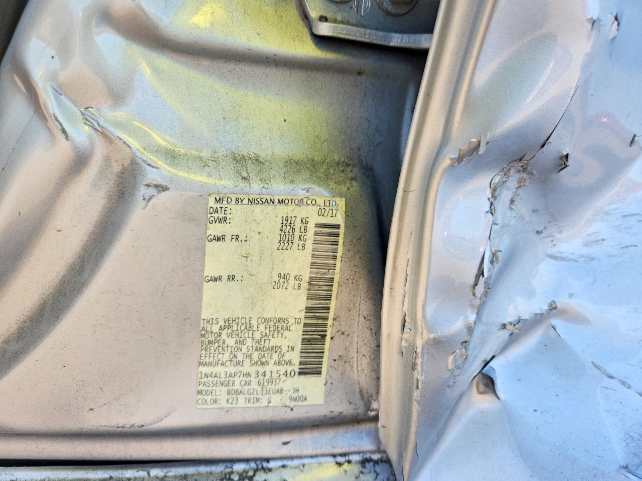 2017 NISSAN ALTIMA 2.5 photo 12