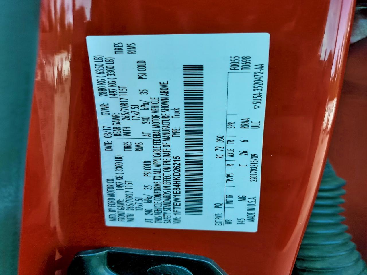 2017 FORD F150 SUPERCREW photo 12