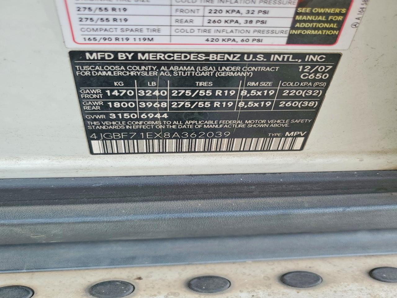 2008 MERCEDES-BENZ GL 450 4MATIC photo 12