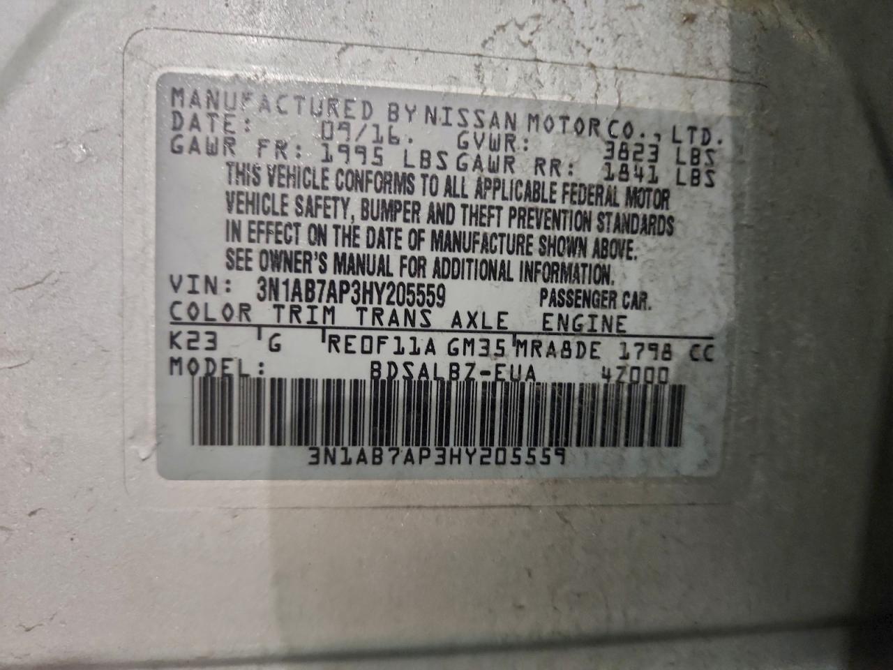 2017 NISSAN SENTRA S photo 23