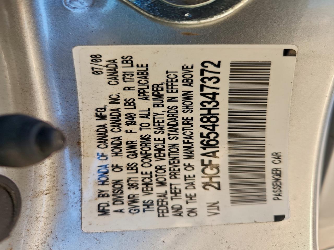 2008 HONDA CIVIC LX photo 12