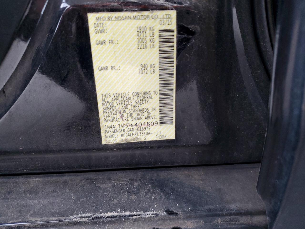 2015 NISSAN ALTIMA 2.5 photo 12