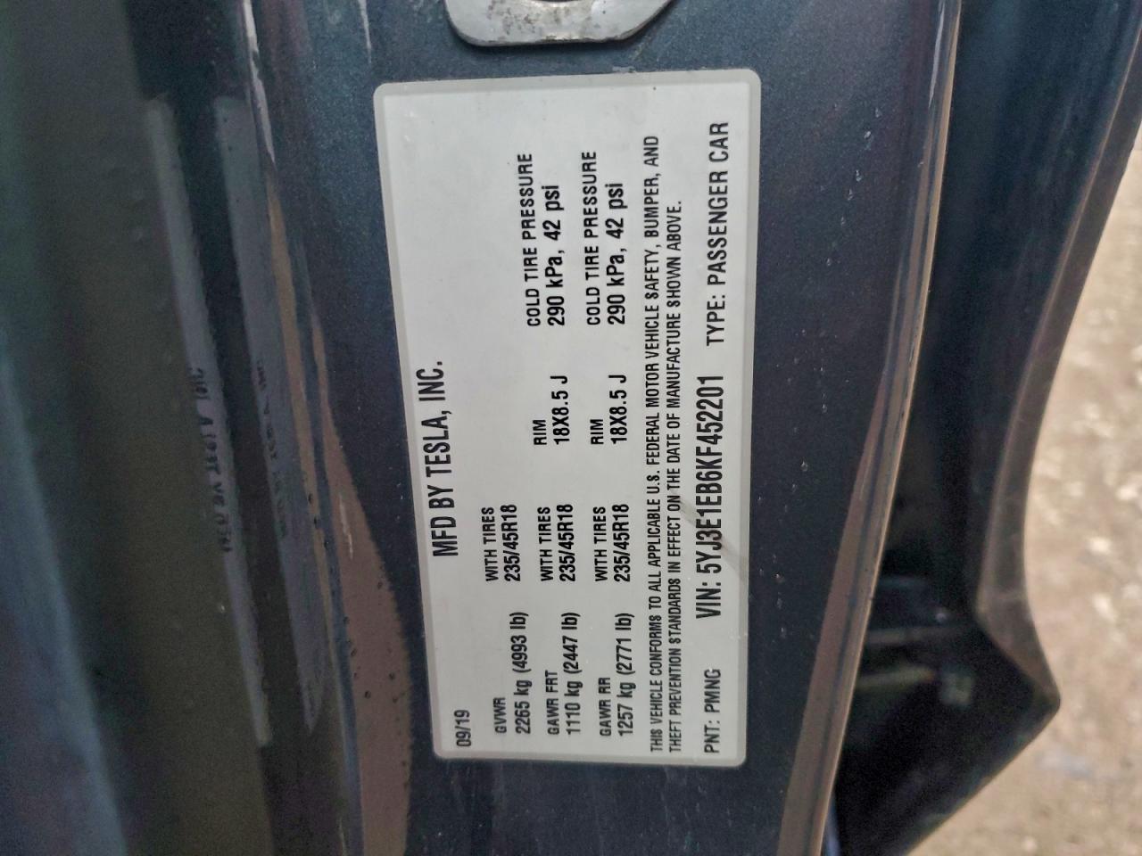 2019 TESLA MODEL 3 photo 12