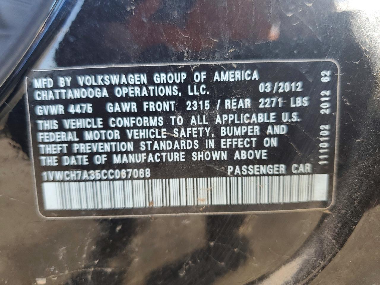 2012 VOLKSWAGEN PASSAT SEL photo 12