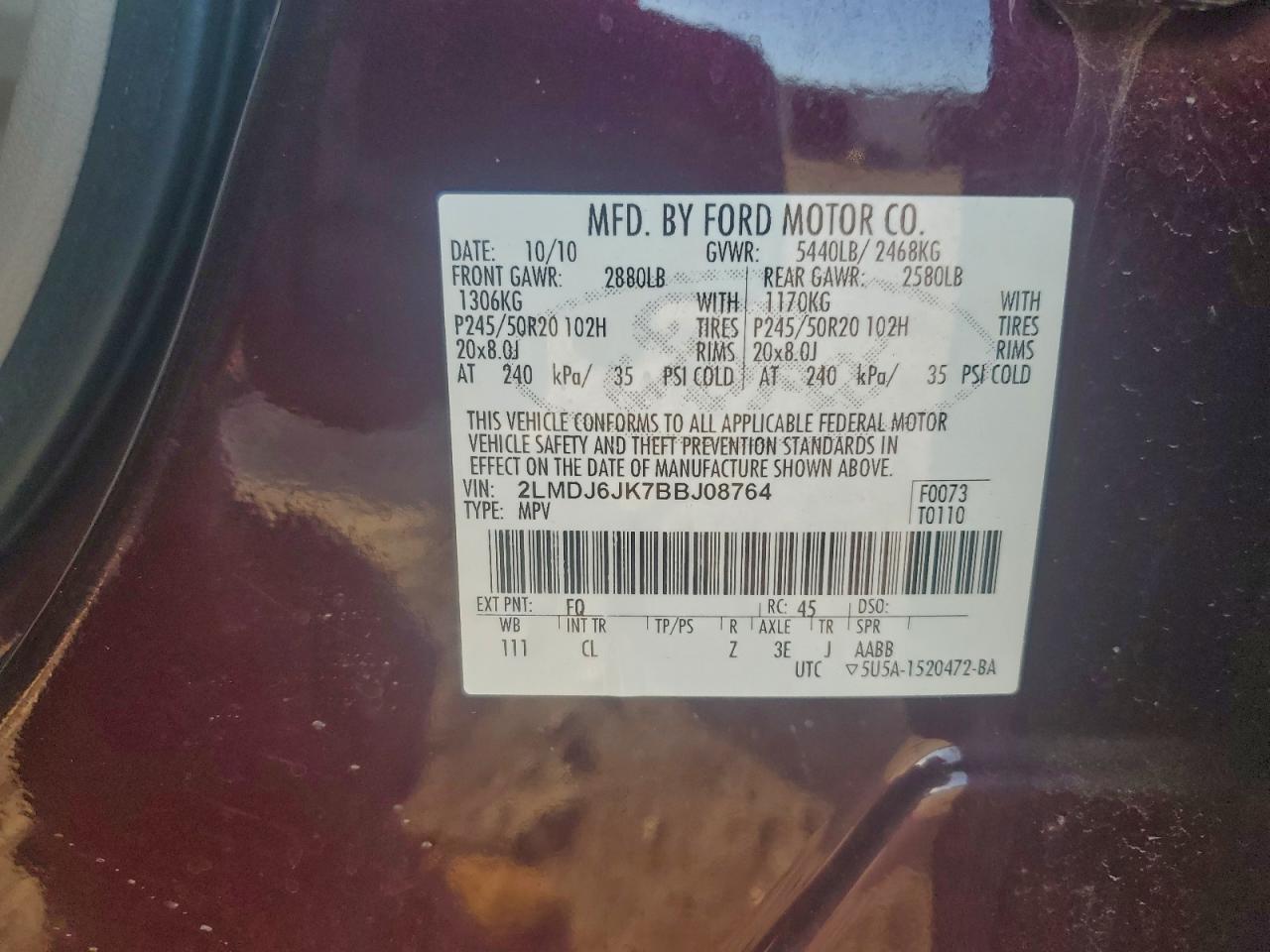 2011 LINCOLN MKX photo 25