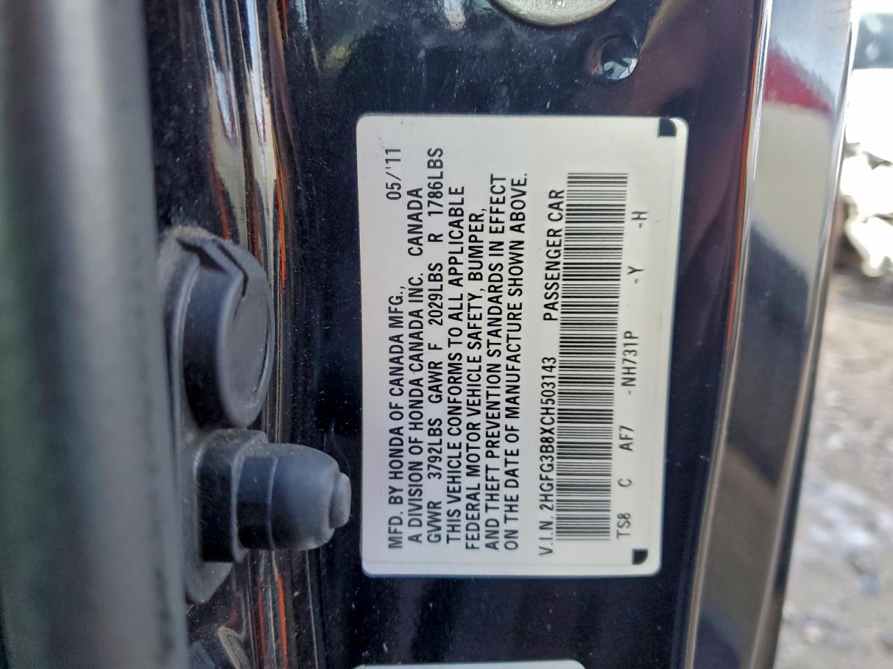 2012 HONDA CIVIC EX photo 12