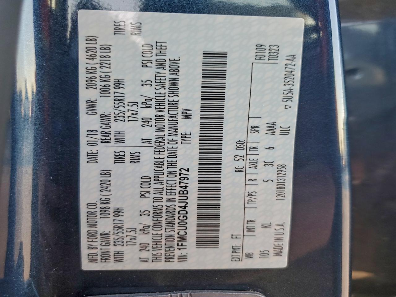2018 FORD ESCAPE SE photo 14