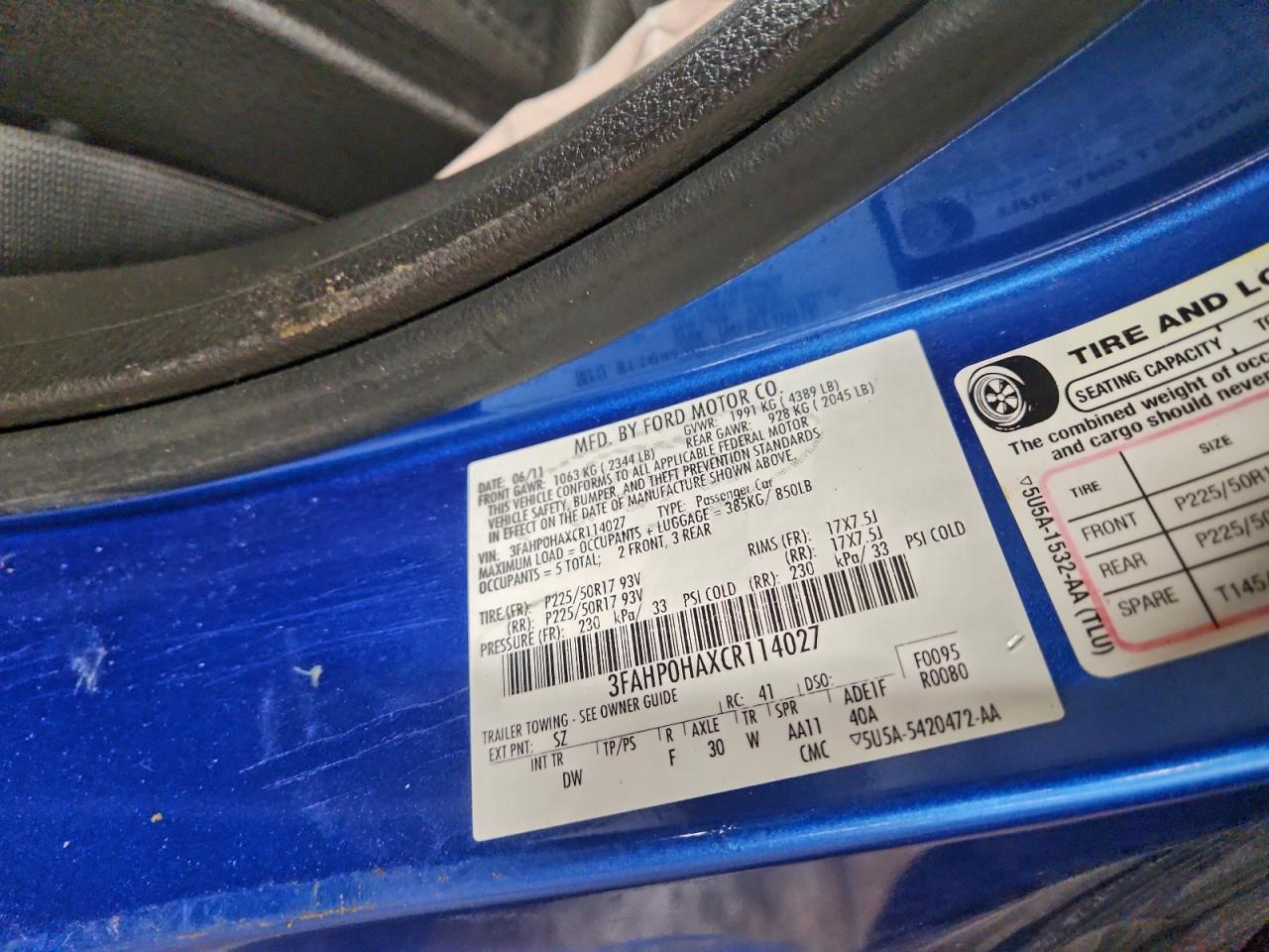 2012 FORD FUSION SE photo 13