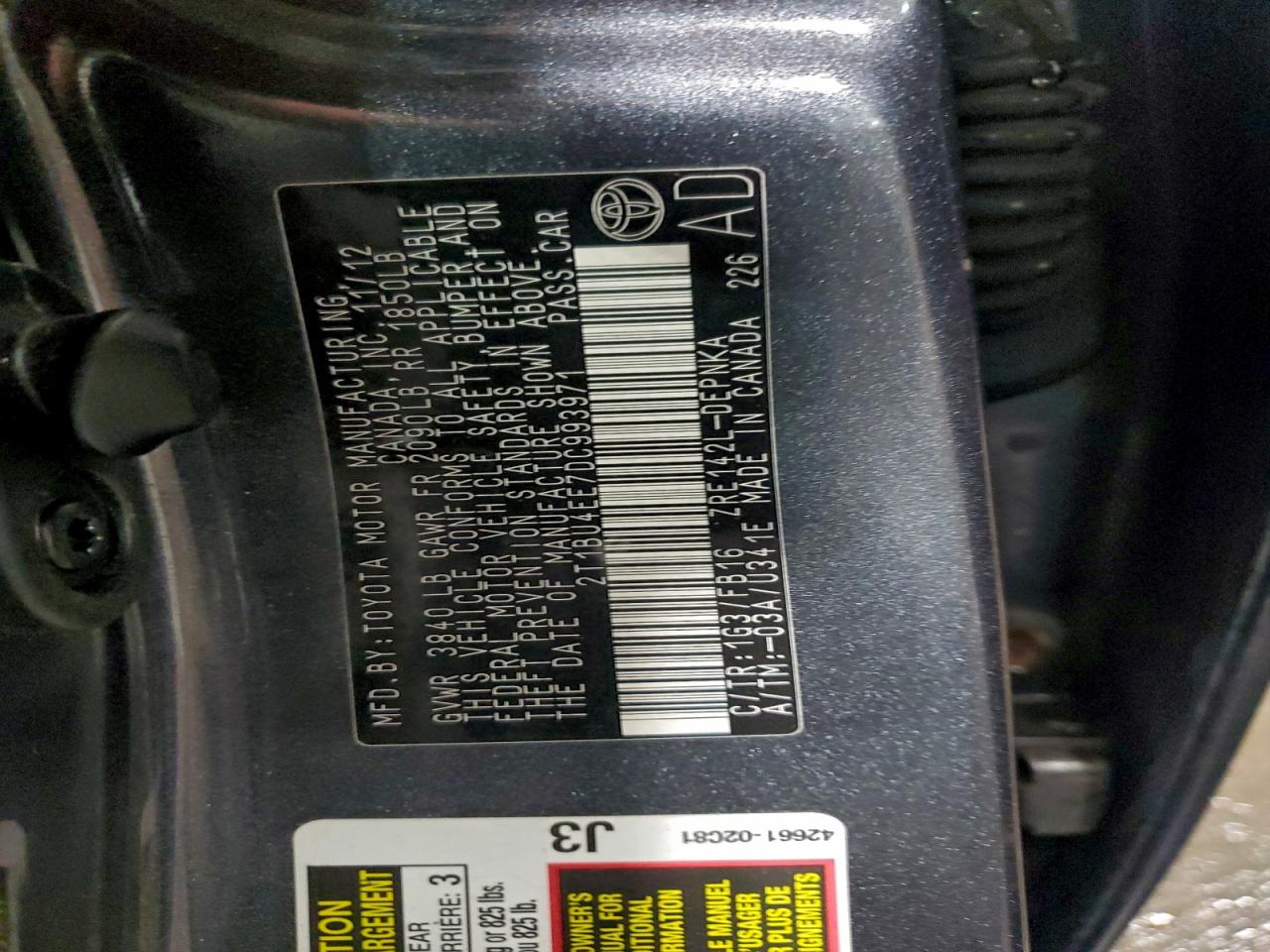 2013 TOYOTA COROLLA BASE photo 12