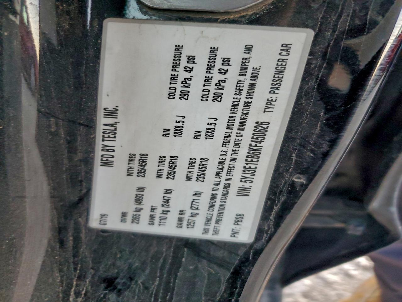 2019 TESLA MODEL 3 photo 12