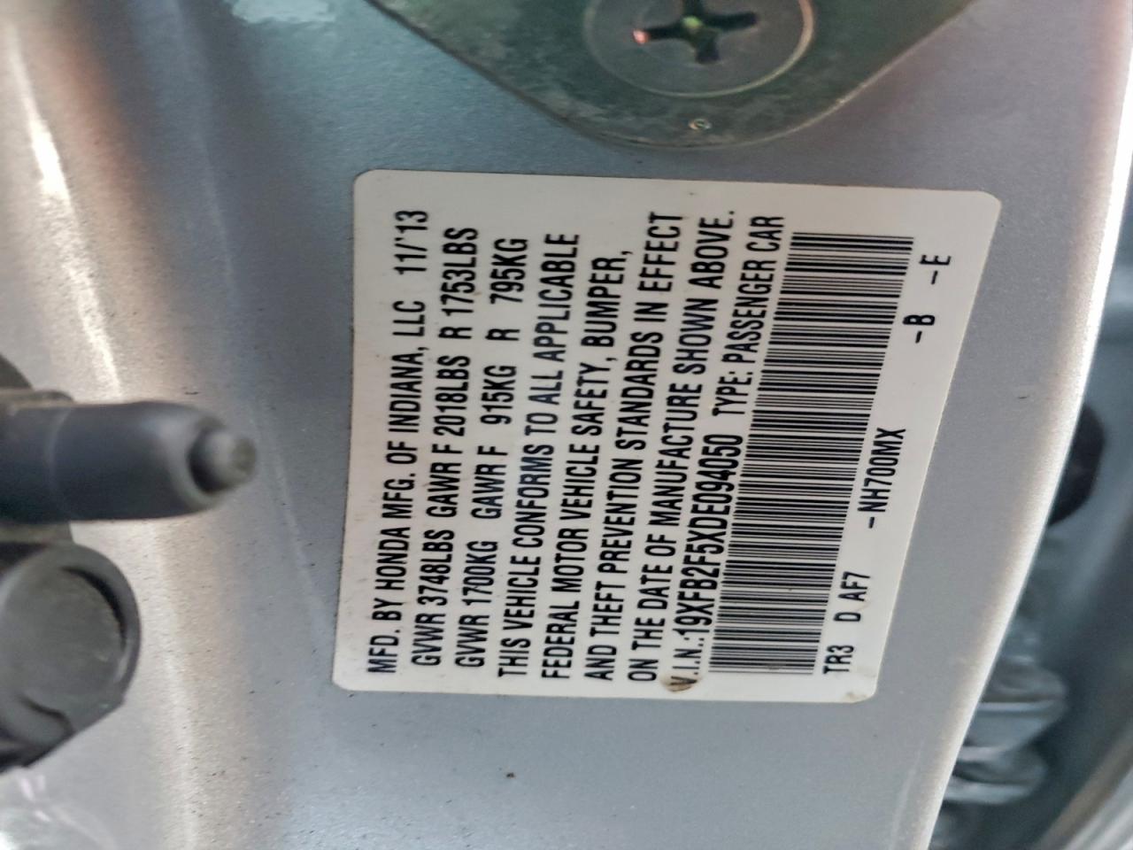2013 HONDA CIVIC LX photo 12