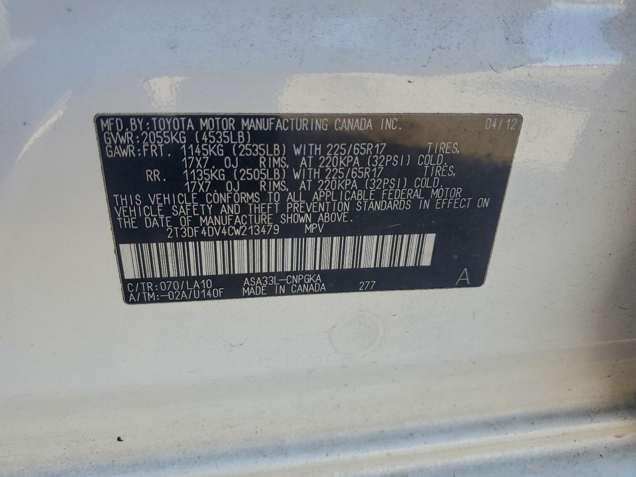 2012 TOYOTA RAV4 LIMITED photo 13