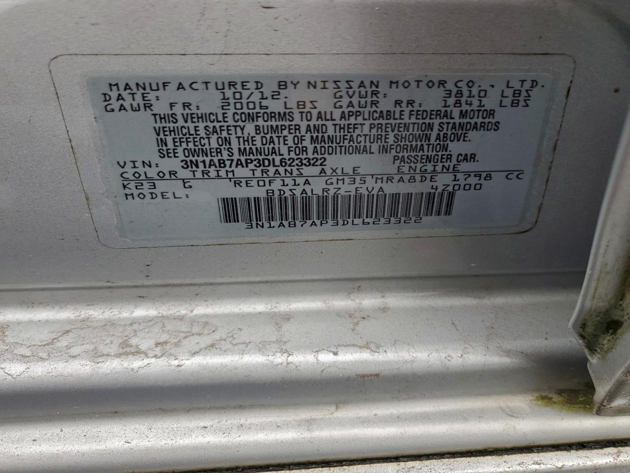 2013 NISSAN SENTRA S photo 12