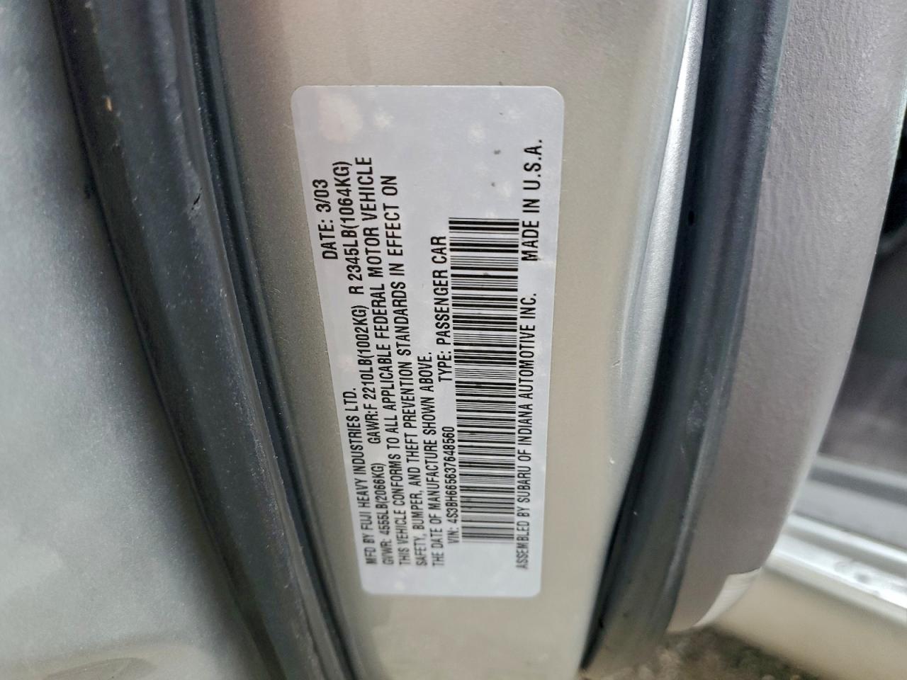 2003 SUBARU LEGACY photo 12