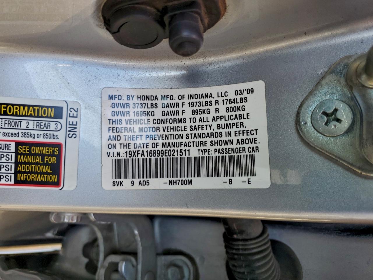 2009 HONDA CIVIC EX photo 12