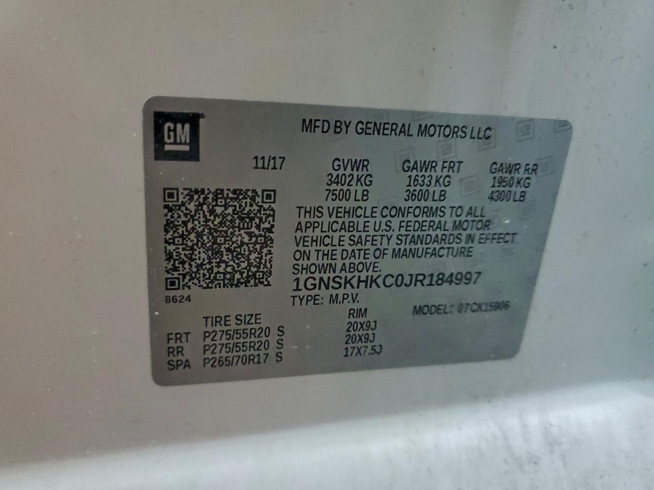 2018 CHEVROLET SUBURBAN K1500 LT photo 13