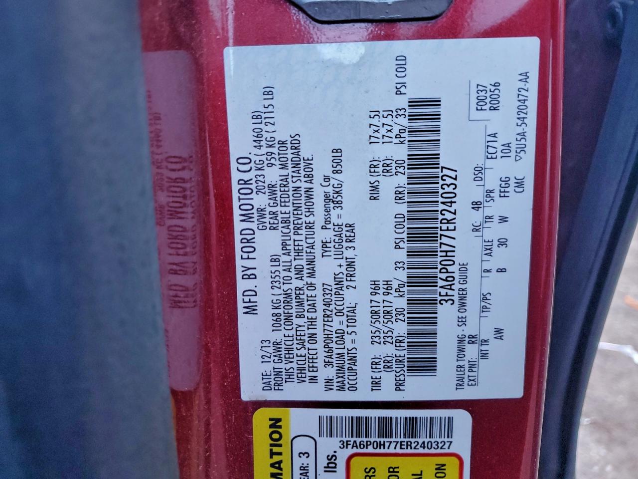 2014 FORD FUSION SE photo 12