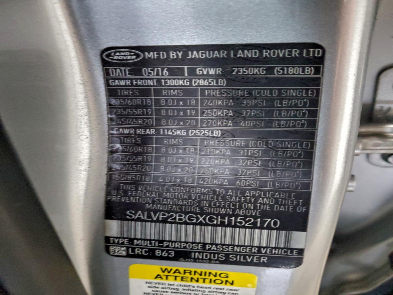 2016 LAND ROVER RANGE ROVER EVOQUE SE photo 13