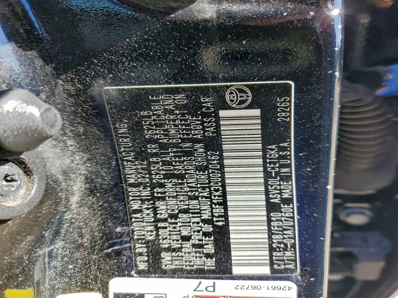 2012 TOYOTA CAMRY BASE photo 12