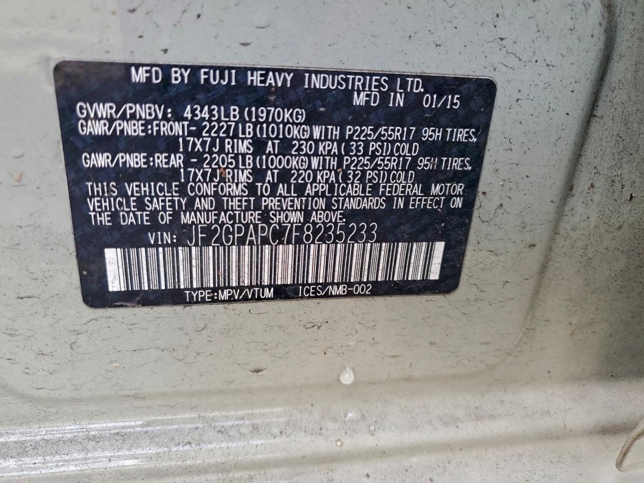 2015 SUBARU XV CROSSTREK 2.0 LIMITED photo 12