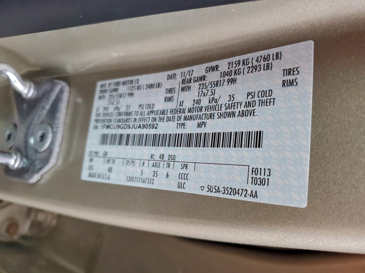2018 FORD ESCAPE SE photo 13