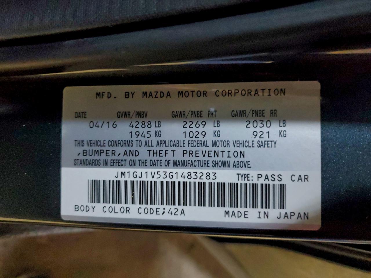 2016 MAZDA 6 TOURING photo 12