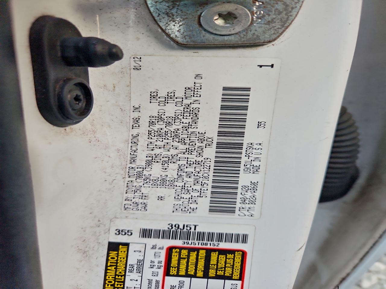 2012 TOYOTA TUNDRA CREWMAX SR5 photo 12