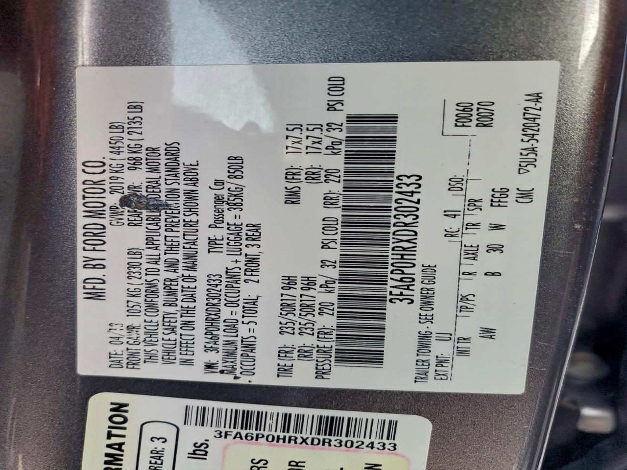 2013 FORD FUSION SE photo 12