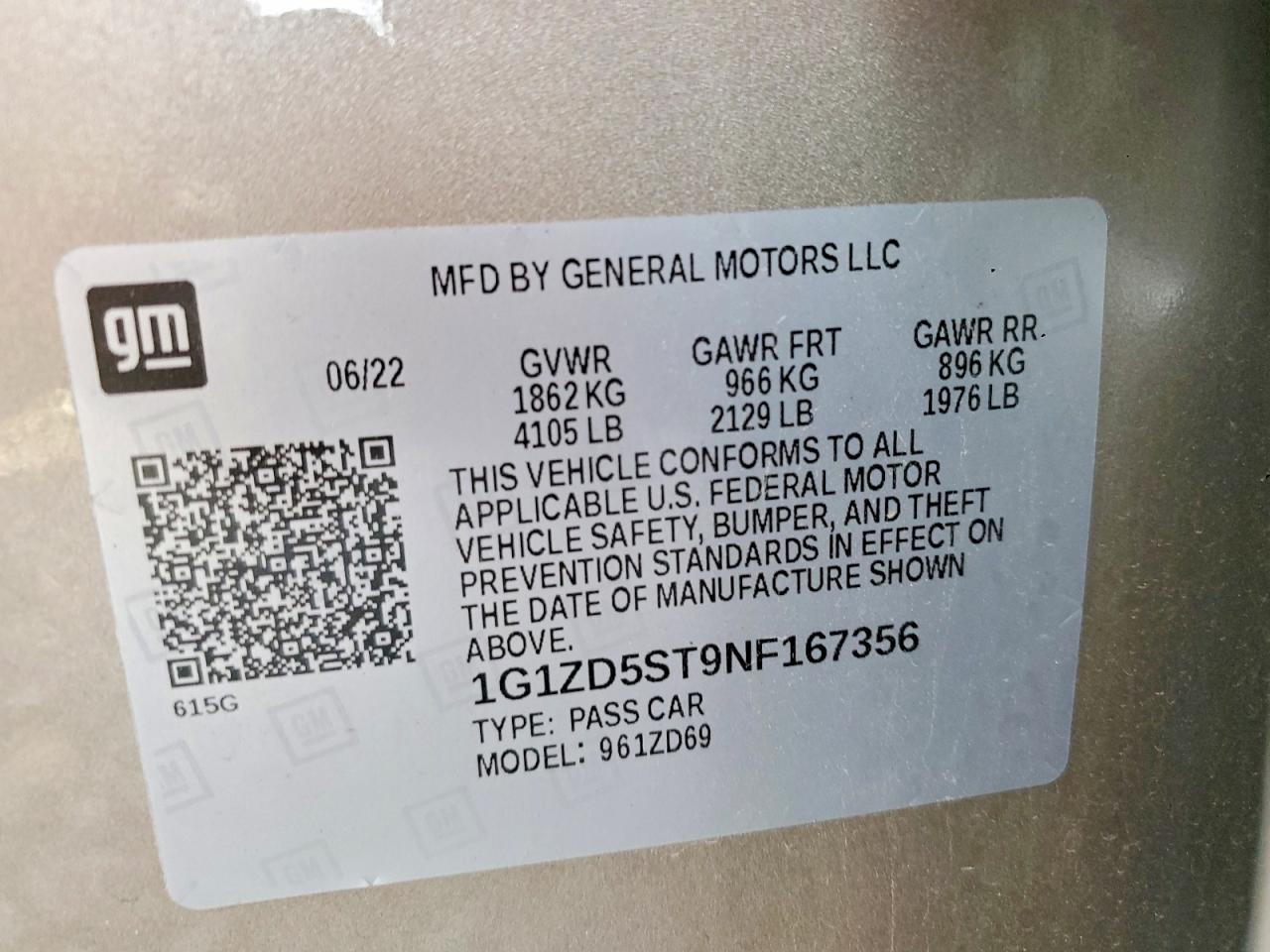 2022 CHEVROLET MALIBU LT photo 12