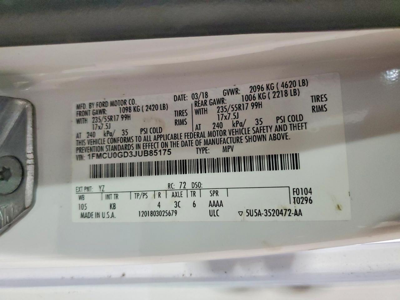2018 FORD ESCAPE SE photo 13