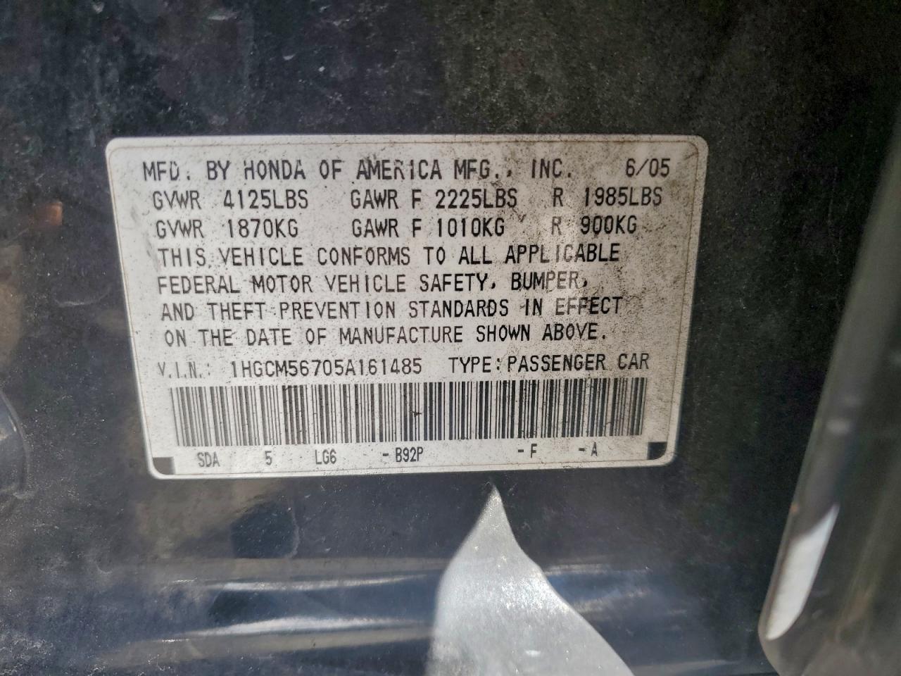2005 HONDA ACCORD EX photo 25
