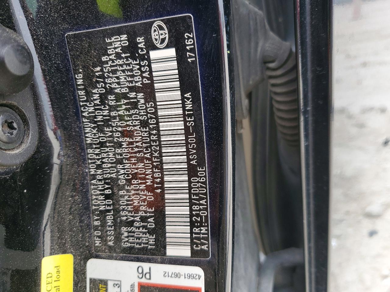 2014 TOYOTA CAMRY L photo 13